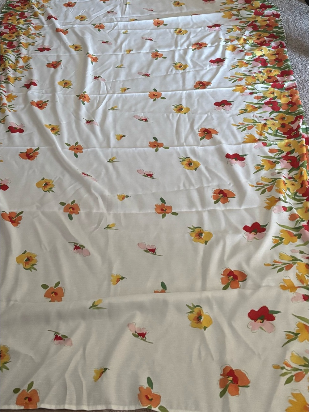 New Floral Border Table Cloth with Yellow, Red & Orange Flowers.